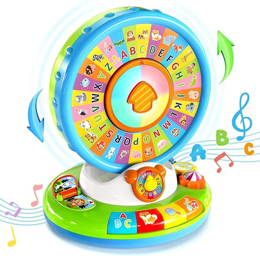 Toys for 1 2 3 Year Old Boys Girls, Spin & Sing ABC Alphabet Learning Zoo with Lights & Sounds, Musical Educational Toy for Toddler 1-3, Christmas 1st Birthday Gifts for Baby Kids Age 12-18 Months+