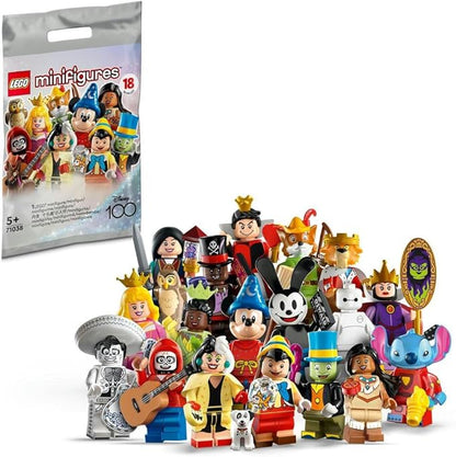 LEGO 71038 Disney Edition Minifigures 100, 1 of 18 Characters to Collect, Mickey Apprentice Sorcerer, Stitch, Mulan and More (Random Picked Unit)