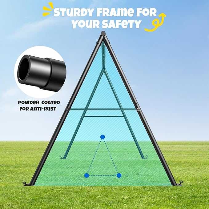 Trekassy 440lbs Swing Set with 40 Inch Saucer Tree Swing and Heavy Duty A-Frame Metal Stand (Multicolor) （Patented）
