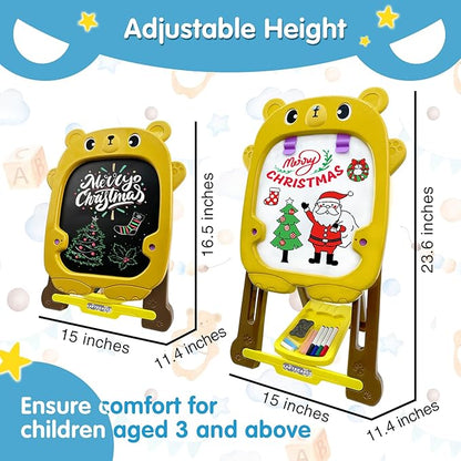 Kids Easel for Toddlers with Chalk Board and Dry Erase Easel, Easel for Toddlers Ages 2-4 & 5-8, Educational and Popular Gift Toys for Girls and Boys, Back to School Gifts for Students