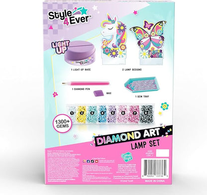 Canal Toys Style 4 Ever Diamond Art Unicorn or Butterfly Lamp Set. Bead up The Unicorn and Butterfly, Then swap Out on The Light up Base. Age 6+