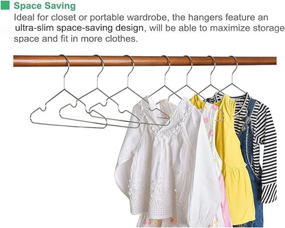 Amber Home 20 Pack 12" Chrome Kids Baby Hangers, Strong Metal Children Clothes Hangers for Closet, Space Saving Infant Hanger for Toddler Coats Pants (Chrome, 20)