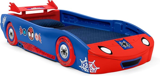 Delta Children Spidey and His Amazing Friends Web Crawler Race Car Twin Bed, Blue/Red