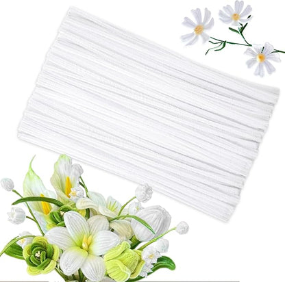 Pipe Cleaners Craft, 100 Pcs Creative Chenille Stems White Pipe Cleaners Bulk Craft Pipe Cleaners for Flower Making, DIY Arts and Crafts Decorations Supplies