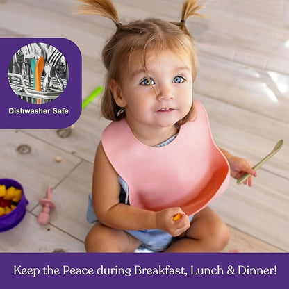 Baby Spoons First Stage Silicone Baby Spoon – Self Feeding Baby Utensils – Infant Spoons First Stage Baby Feeding Spoon - Soft & Gentle on Gums - BPA Free Silicone Baby Spoons Set (Pastel3)