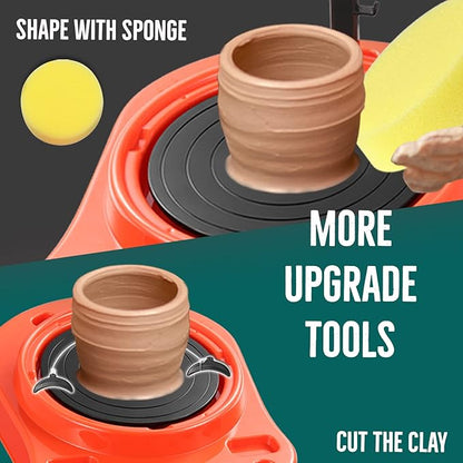 Insnug Pottery Wheel for Kids - Complete Pottery Kit for Beginners, Upgraded Sculpting Clay Tools, Air Dry Clay & Arts Supplies, Mini Pottery Wheel Crafts Kits for Kids Girls Boys Ages 8-12