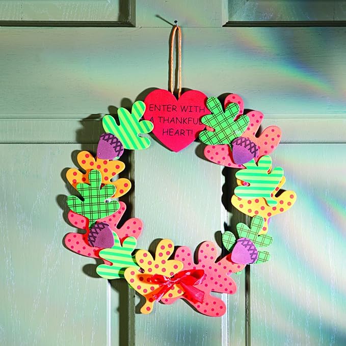 Enter with A Thankful Heart Wreath Craft Kit Makes 12 - Thanksgiving Crafts for Kids and Fun Home Activities
