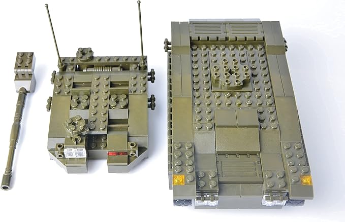 QLT Military Tank Building Blocks Set,Merkava WW2 Military Tank Armed Tank with 5 Soldier Figures,Toys Gift for Boys 8-12(343 Pcs)