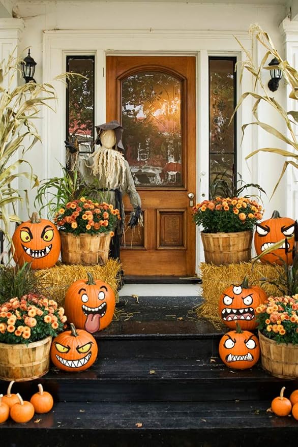 Halloween Pumpkin Decorating Kits,12 Sheets,66 Pcs,Makes 24 Pumpkins(12 Designs)- Halloween Party Supplies Trick or Treat Party Favors