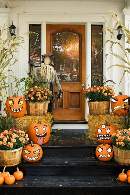 Halloween Pumpkin Decorating Kits,12 Sheets,66 Pcs,Makes 24 Pumpkins(12 Designs)- Halloween Party Supplies Trick or Treat Party Favors