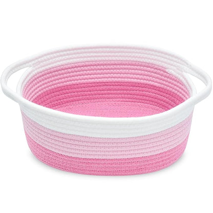 ABenkle Small Basket with Handles - Decorative Durable Rope Woven Storage Bin Shelf Storage Organizer Cube, Easter Baby Gift Basket, 12"x8"x5"