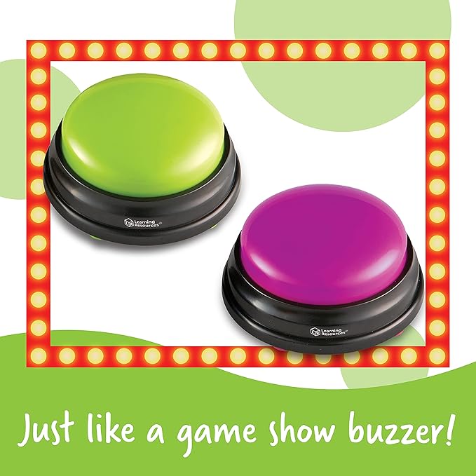 Learning Resources Answer Buzzers - Set of 4, Ages 3+, Assorted Colored Buzzers, Game Show Buzzers, Perfect for Family Game and Trivia Nights, for Kids