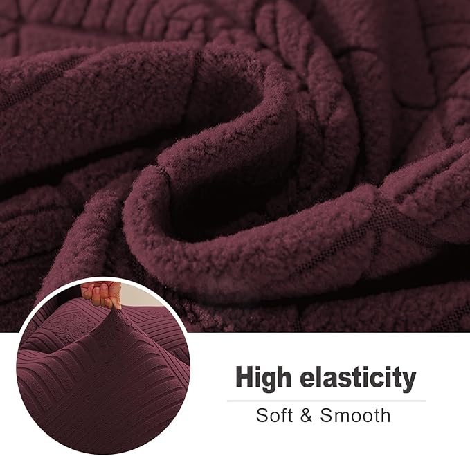 NORTHERN BROTHERS Recliner Loveseat Covers - Recliner Sofa Covers 2 Seater Loveseat Covers for Reclining Loveseat Recliner Cover, Wine Red