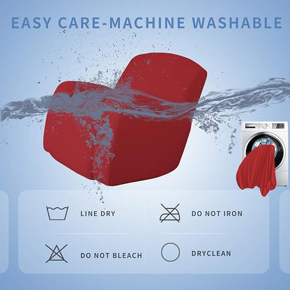 Easy-Going Oversized Recliner Stretch Sofa Slipcover Cover 1 Piece Furniture Protector Couch Soft with Elastic Bottom Kids,Polyester Spandex Jacquard Small Checks(Oversize Recliner,Christmas Red)