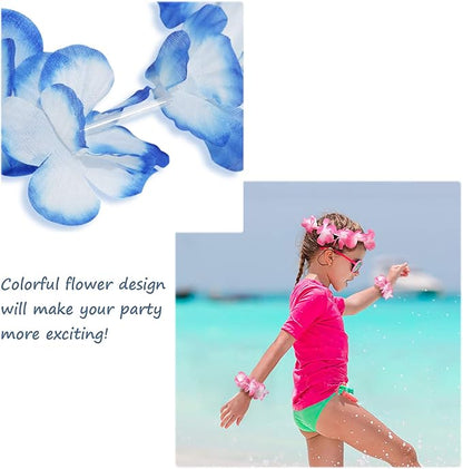 Ecore Fun Luau Party Supplies Leis Luau Party Decorations Hawaiian Leis Decorations Hawaiian Party Bracelet Necklace Headband-12 in 1