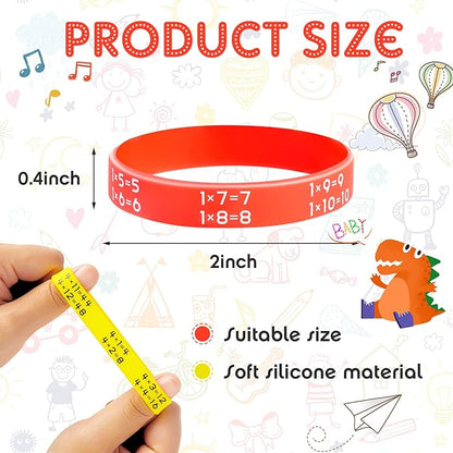 48 Pieces Learn Maths Rubber Bracelets Multiplication Facts Bracelet Stuff Fancy Silicone Bracelets for Events Education Aid Reward Bracelets for Students,12 Colors