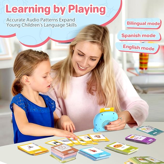 Spanish & English Talking Flash Cards for Toddler 1-6 Year Olds, Learning Montessori Toys with 510 Sight Words, Speech Therapy Toys, Children's Sensory Preschool Learning Educational Birthday Gifts