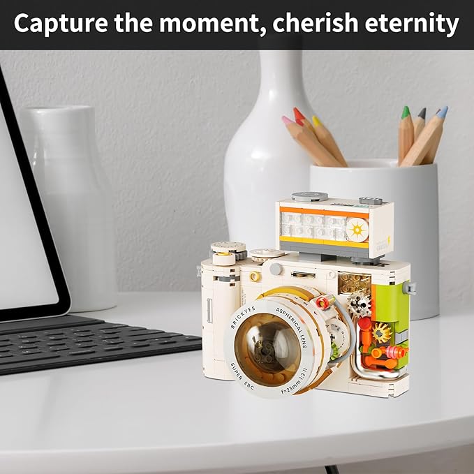 Retro Creative Camera Building Blocks for Adults,Semi Mechanical Puzzle Assembly Building Blocks Camera Toy,DSLR Camera Toy, 8 9 10 11 12