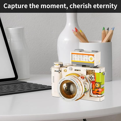 Retro Creative Camera Building Blocks for Adults,Semi Mechanical Puzzle Assembly Building Blocks Camera Toy,DSLR Camera Toy, 8 9 10 11 12