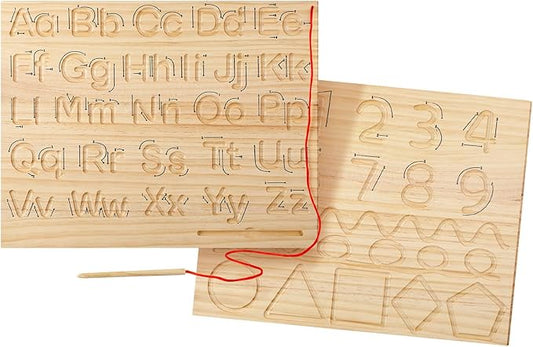 Montessori Wooden Alphabet Number Tracing Board Toddler Writing Tools for Beginners Double Sided Wooden Letter Board Wood Handwriting Alphabet Practicing Board for Toddlers and Preschoolers Age 3+