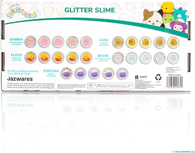 Original Squishmallows Ultimate Compounds Set, 25-Pack, Scented Glitter Slimes, Slime Party Favors for Kids, Slime Bulk, Kids Party Favors Goodie Bags, Mini Slime, Sludge Toys