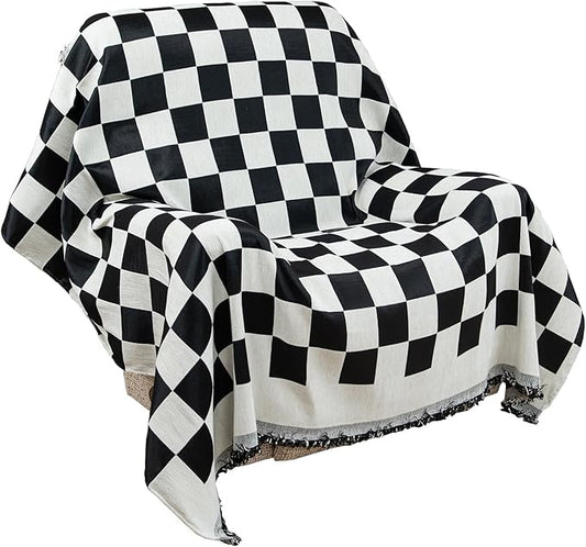 Recliner Chair Covers Lazy Boy Recliner Covers Armchair Cover Blanket Sofa Thick Soft Fabric Living Room Bedroom Throw Washable Sofa Slipcovers for Pets Kids (Black Plaid)