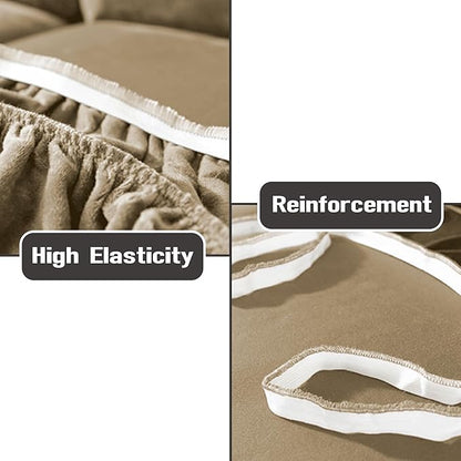 NORTHERN BROTHERS Stretchy Recliner Chair Covers, Velvet Recliner Covers, Lazy Boy Chair Cover (Khaki, 3 Seat)