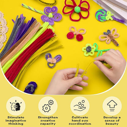 100 Pieces Yellow Pipe Cleaners, Pipe Cleaners for Crafts DIY Arts Crafts Home Decorations Chenille Stem (Yellow)