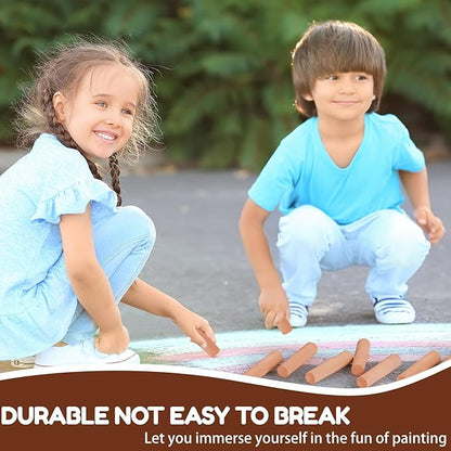 Fulmoon 40 Pcs Jumbo Sidewalk Chalk for Kids Outdoor Art Non Toxic Large Washable Street Chalk for Adults Drawing Painting Graffiti Classroom(Light Tan,Round Style)