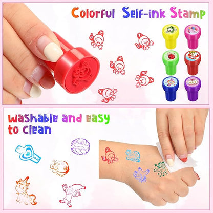 Kosiz 200 Pcs Assorted Stamps for Kids Bulk Teacher Stamps Self Ink Kids Stamps Assorted Stampers for Birthday Gifts Party Favors Back to School Supplies Game Prizes (Cute Style)