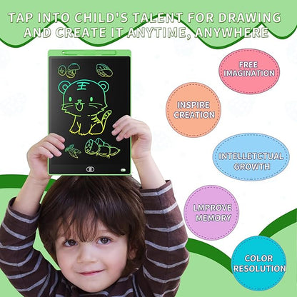 [2 Pieces] 12 Inch LCD Colorful Writing Graphic Tablet, Erasable Drawing Board, Kids Gift, Graphic Board for Games for 3 4 5 6 7 Years (Blue & Green)