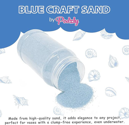 Podzly 5 Pound Decorative Bulk Craft Sand - Blue Sand. Ideal for Weddings, Classroom Activities, Creative Crafts, and Decorative Projects. Fine, Sand Bulk for Your Crafting Needs!