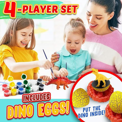 FUNZBO Painting Kits for Kids, Arts and Crafts with Art Supplies, Dinosaur Figures Ready to Paint, Toys Gifts for Toddlers Boys Girls 3-12