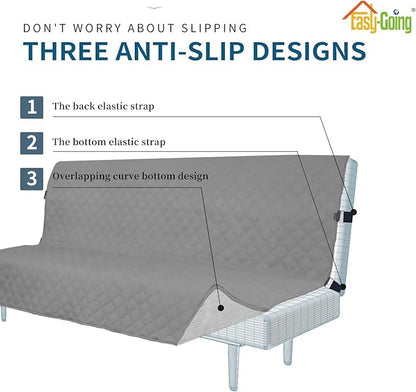 Easy-Going Sofa Slipcover Futon Cover Waterproof Couch Cover Furniture Protector Cover Pets Covers Whole Fabric No Stitching Non-Slip Fabric Pets Kids Children Dog Cat (Futon, Grey)