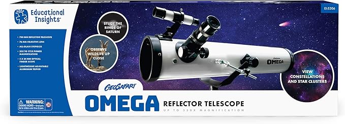 Educational Insights GeoSafari Omega Reflector Telescope, Telescope for Kids & Adults, Supports STEM Learning, Great to Explore Space, Moon,& Stars, Ages 8+