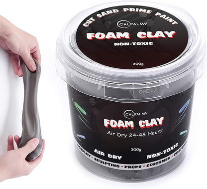 CALPALMY Moldable Foam Clay (Gray) - 300g High Density Air Dry Clay Perfect for Intricate Designs, Sculpting, Cosplay, Crafting, Prop Making - Cutting with Knife or Rotary Tool, Sanding or Shaping