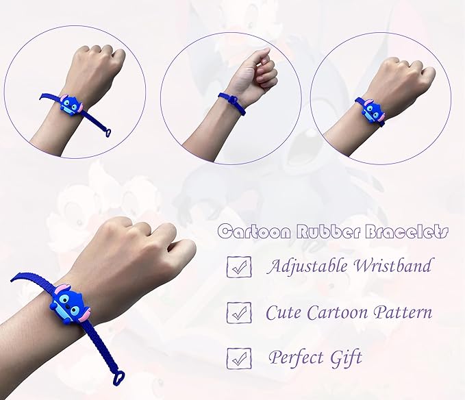 15pcs Cartoon Characters Rubber Bracelets Wristband Bracelets for Birthday Party Supplies Favors Prize Rewards