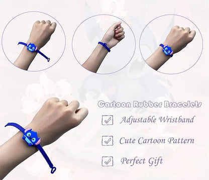 15pcs Cartoon Characters Rubber Bracelets Wristband Bracelets for Birthday Party Supplies Favors Prize Rewards