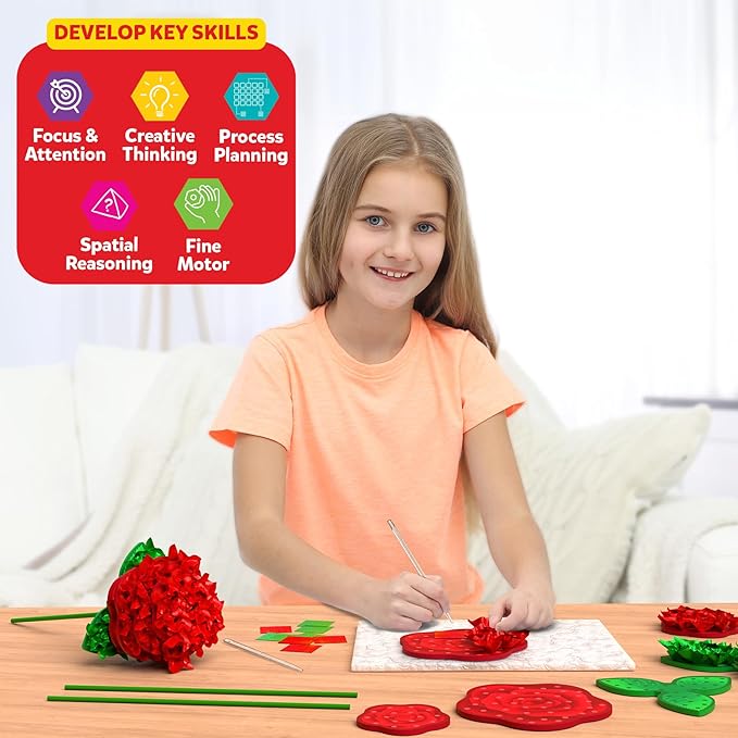 Skillmatics Art & Craft Activity - Poke-in Art Rose Bouquet, Mess-Free Art for Kids, Craft Kits, DIY Activity, Valentine's Day Gifts for Girls & Boys Ages 4, 5, 6, 7, 8, 9, 10, 11, 12