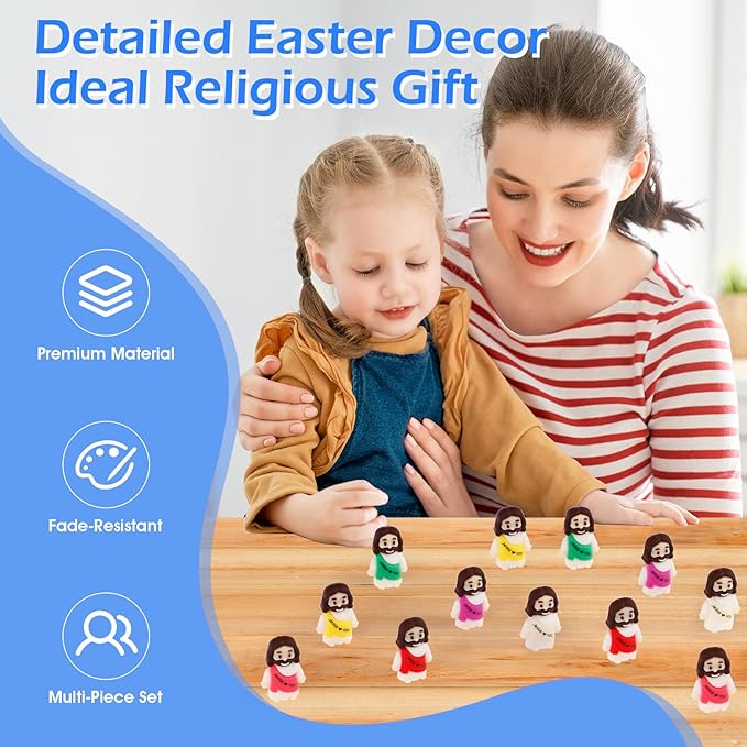 40PCS Little Jesus Figures, 10 Color Tiny Jesus Figurines in Bulk, Mini Jesus Figure Religious Gifts, Christian Mothers Day Teacher Appreciation Gifts for Kids Women Mom (40PCS)