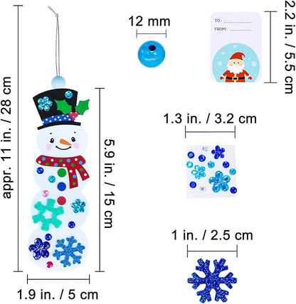 Winlyn 24 Sets Christmas Craft Kits Winter Crafts DIY Christmas Snowman Bookmarks Ornaments Art Sets Snowman Christmas Foam Stickers Arts and Crafts for Kids Holiday Classroom Activities Party Favors