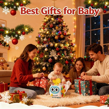 MoraBaby Robot Musical Busy Cube for Toddlers 1-3 Years Old, Montessori 6-in-1 Activity Cube with Lights & Sounds, Wheels for Tummy Time & Crawling Training, Birthday Gifts for Baby boy & Girl