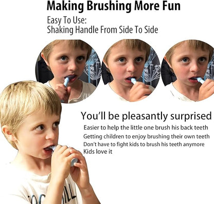 Kids Toothbrushes U Shaped with 3 PCS Soft Food Grade Silicone Heads for Toddler,Childrens, Full Mouth Tooth Brush for Age 2-6 Years Blue