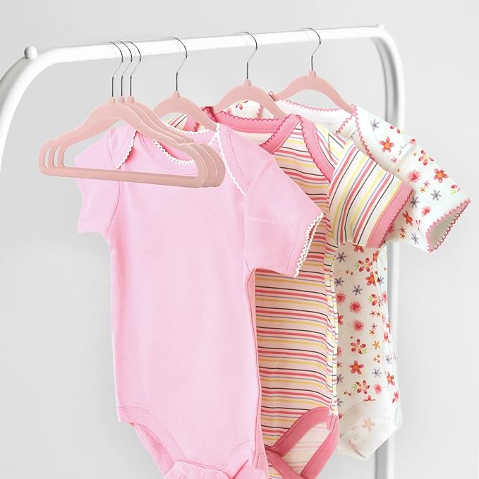 Kids Velvet Hangers 15 Pack, 11 Inch Size Non-Slip Baby Hangers, Space-Saving Nursery Hangers, Perfect Infant/Toddler Clothes Hangers for Daily Use(Pink)