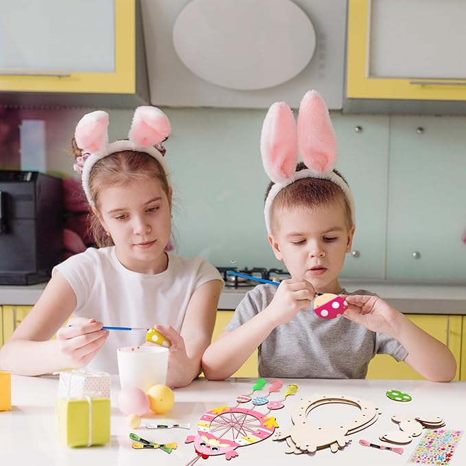 Fennoral 5 Pack Easter Chick Craft for Kids Paint You Own Chick Dream Catcher Craft Kit for Kids DIY Coloring Wooden Easter Arts and Crafts for Art Activity Project Project Easter Decoration