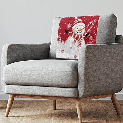 Christmas Decor Snowman Recliner Headrest Cover Fabric Sofa Headrest Slipcovers Pet Scratch Resistant Couch Headrest Covers for Home Couch Loveseats Decoration