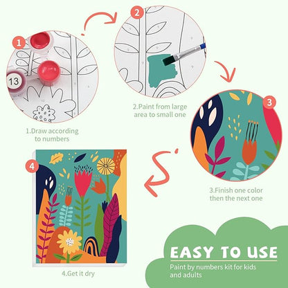 goldentime Framed Paint by Numbers for Adults and Kids Ages 8-12 - Easy to Paint by Number for Beginners, Flower Canvas Painting Kits Perfect for Gift Home Wall Decor 8 * 10inch