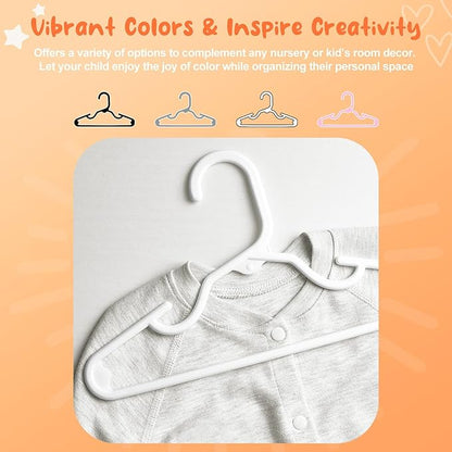 HOUSE DAY Premium Baby Hangers 60 Pack, 11 Inch Kids Plastic Hangers White, Slim Childrens Hangers for Infant, Toddler, and Child Clothes, Durable Baby Clothes Hangers for Closet