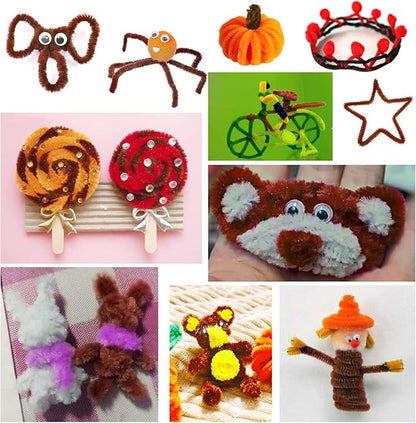TOAOB 100pcs Pipe Cleaners Brown Chenille Stems 6mm x 12 Inch Fuzzy Sticks Craft Supplies for Art DIY Crafts Decorations