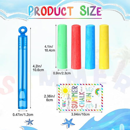 36 Pcs End of Year Student Gifts 12 Sidewalk Chalk 12 Mini Bubble Wands Gift 12 Chalk Full of Fun Blessing Card for Party Supplies Classroom Kids Kindergarten Graduation(Circular Style)